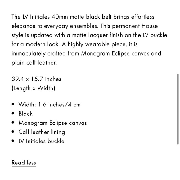 Louis Vuitton 40MM Black Matte Belt - Picture 6 of 7